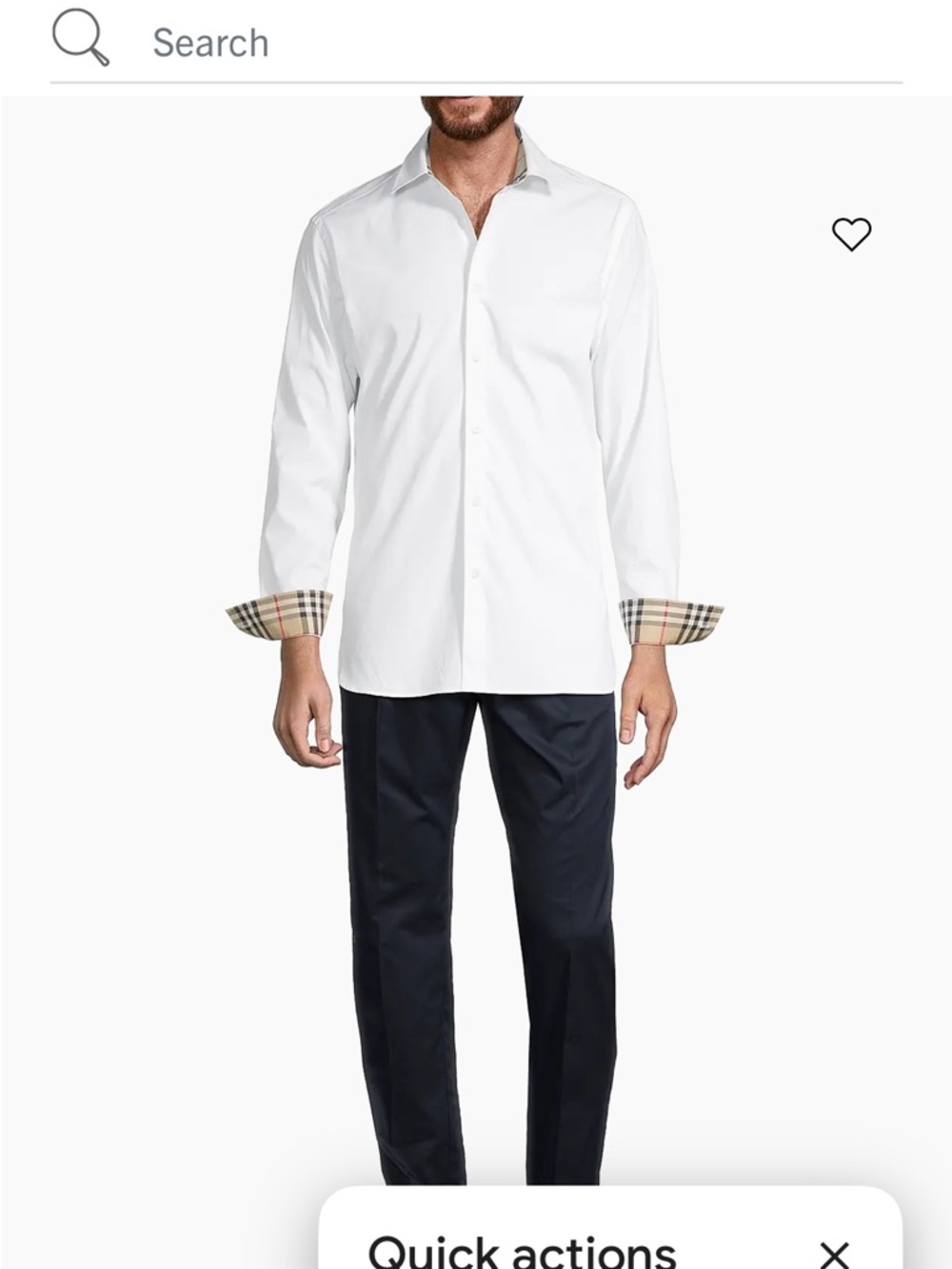 Burberry Sheffield Size Large New  White Button-Up Shirt with Contrast Cuff